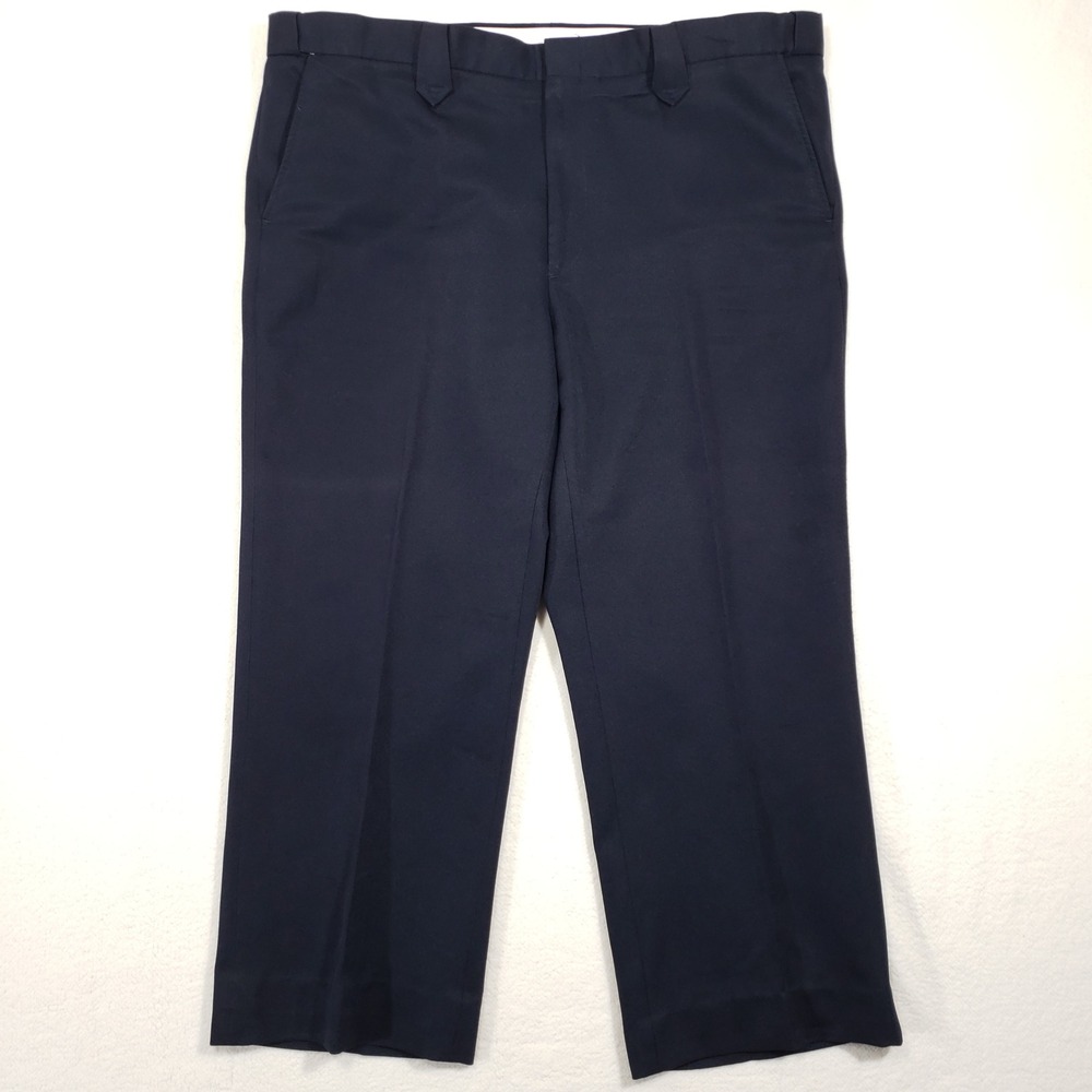 Unbranded Dress Pants Mens 38x26 Navy Blue Flat Front Straight Leg High Rise